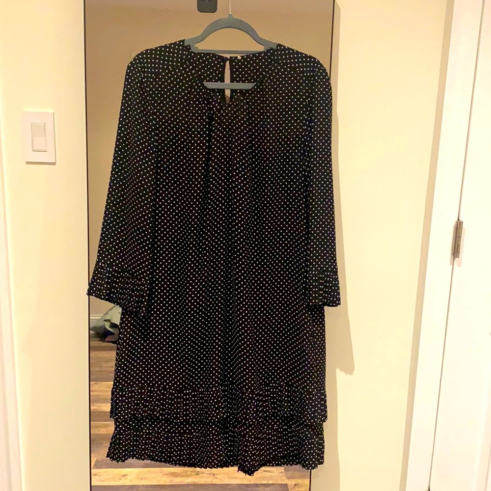Kate spade long sleeve black and white polka dot dress